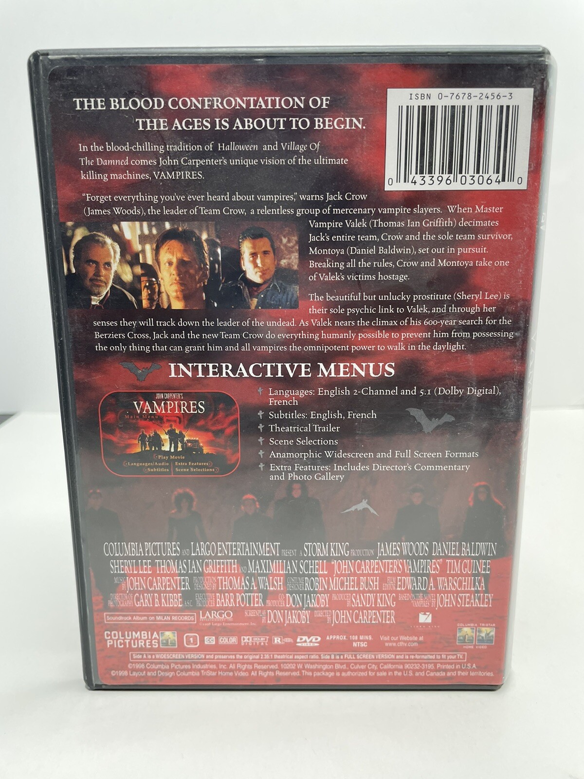 John Carpenter’s Vampires – DVD – w/Insert – Maximillian Schell,Thomas Ian Gri