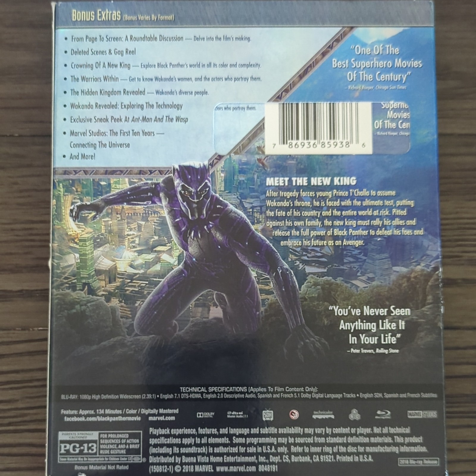 Marvel Studios Black Panther (2018) Blu-ray Widescreen PG-13 134min Extras