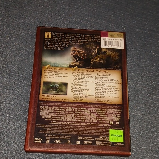 The Lord of the Rings: The Two Towers DVD Widescreen PG-13 179 Min Eng/Sp Sub