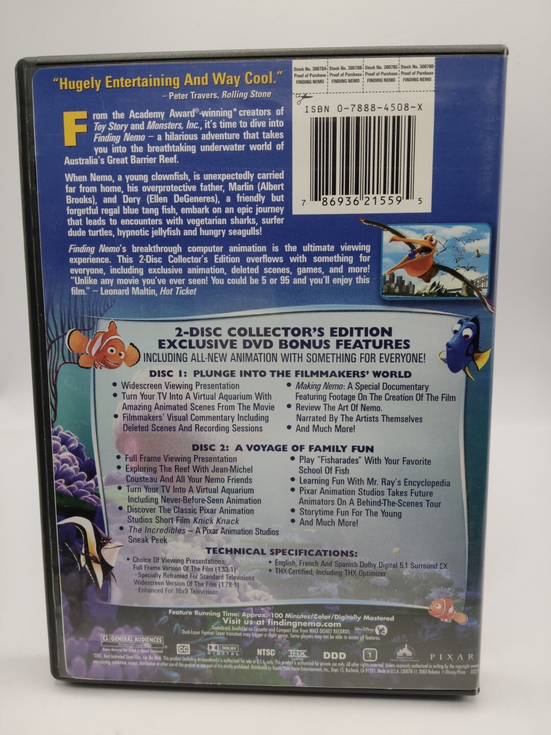 Finding Nemo DVD Full/Widescreen 2-Disc Set 2003 (Andrew Stanton, Albert Brooks)
