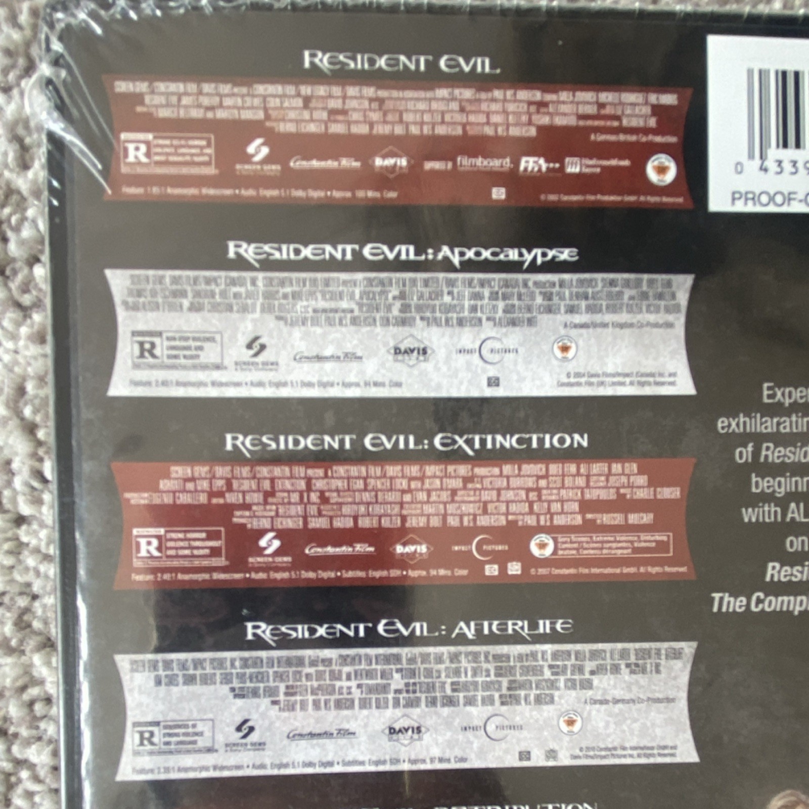 Sony Resident Evil Complete Collection DVD 6-Film Set Widescreen Jovovich R 2017