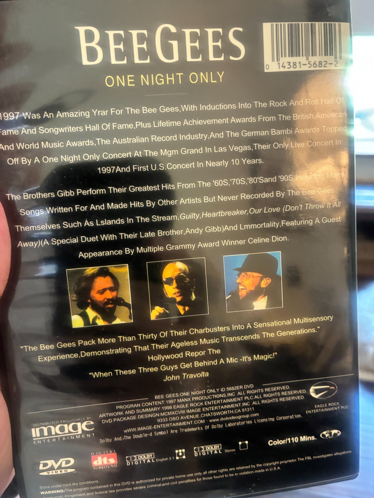 Bee Gees One Night Only DVD Live Concert Las Vegas 1997 Image Entertainment