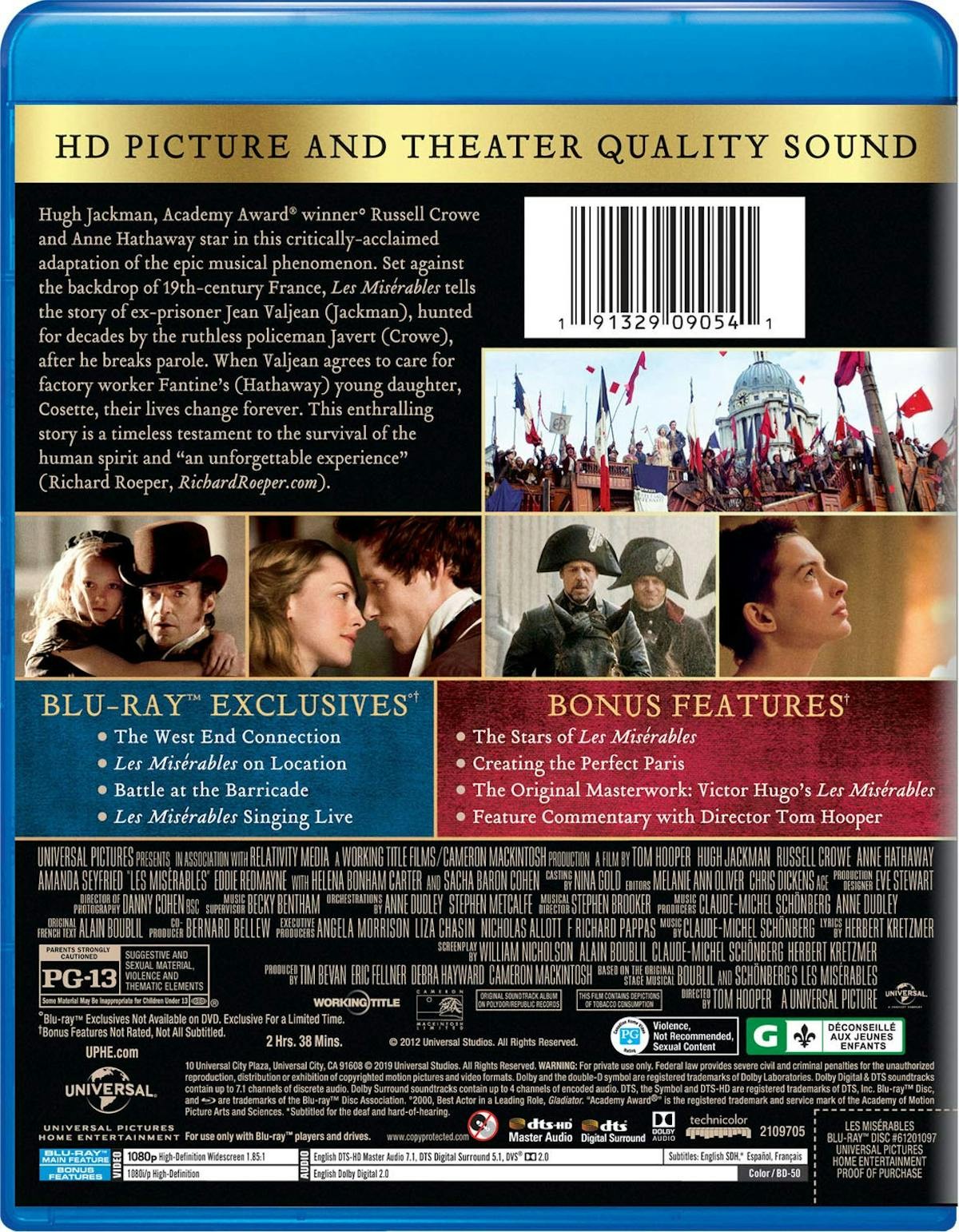 Les Misérables Blu-ray Anne Hathaway NEW