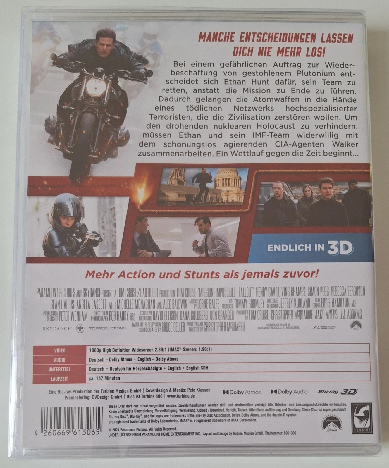 Mission: Impossible FALLOUT (2018) 3D Blu-Ray NEW (German Package/English Audio)