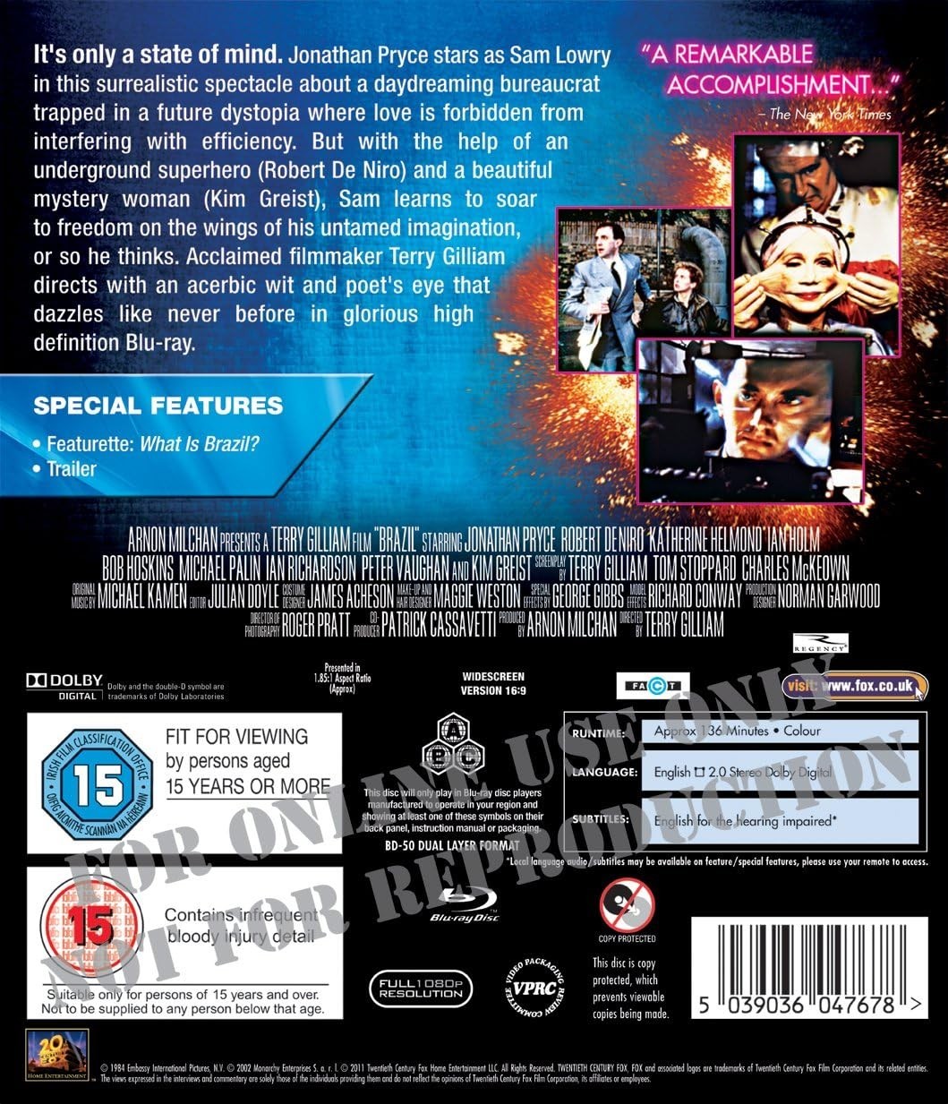 BRAZIL (1985) Jonathan Pryce Robert De Niro Blu-Ray BRAND NEW (USA Compatible)