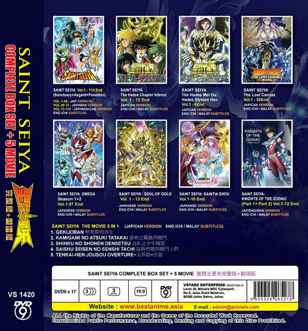 SAINT SEIYA COMPLETE BOX SET (1-117End + 5 MOVIE) Anime DVD with English Subs
