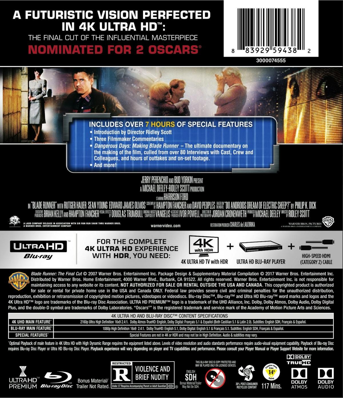 Blade Runner The Final Cut 4K UHD Blu-ray Harrison Ford NEW