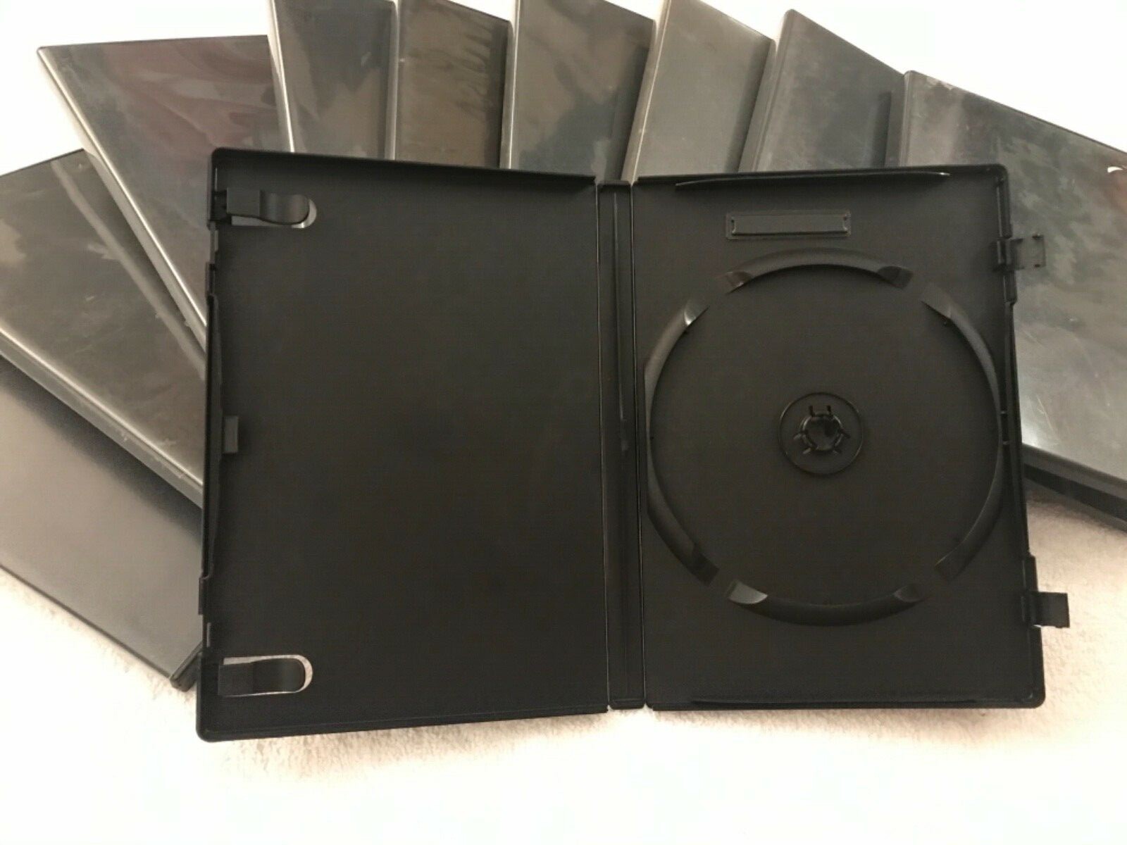 Lot 12 Empty Blank Standard Size Black DVD Replacement Case w/Clear Sleeve
