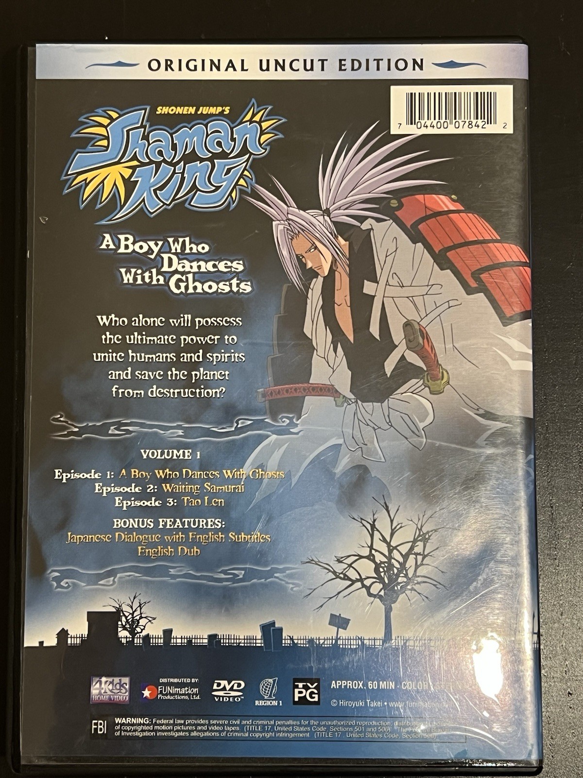FUNimation SHAMAN KING VOL 1 A BOY WHO DANCES W/ GHOSTS DVD PG R1 60 MIN