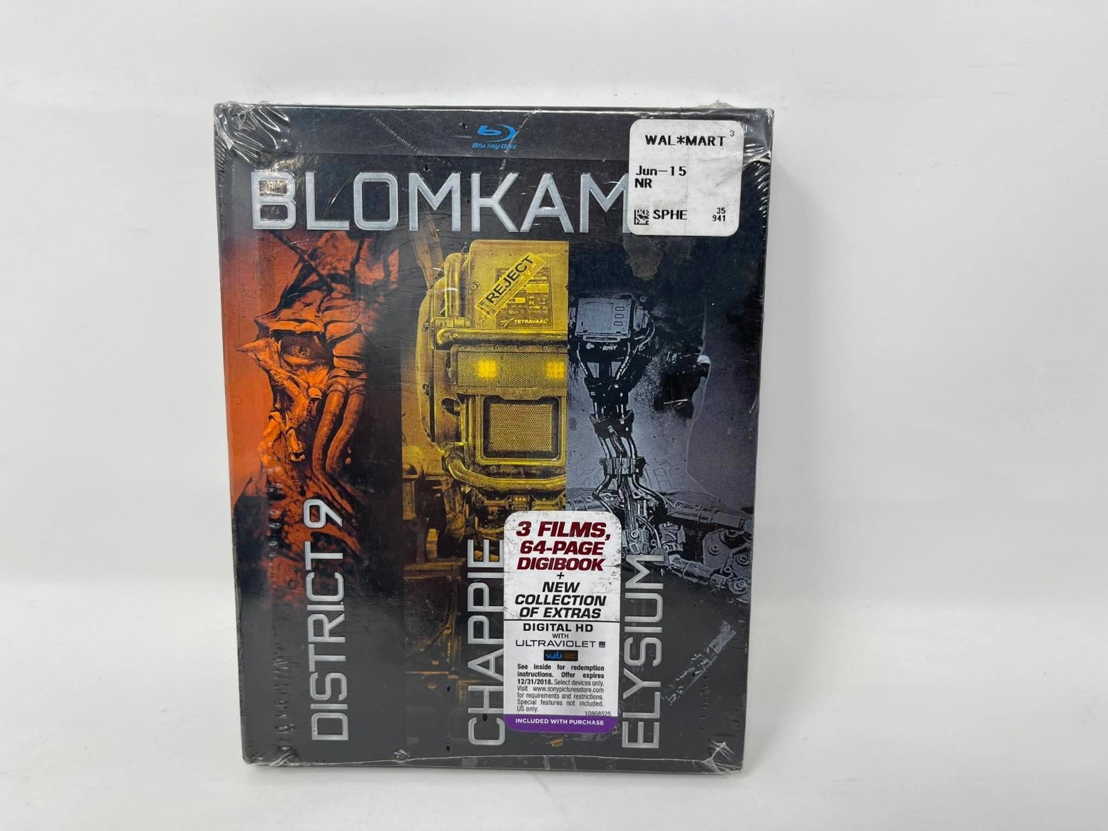 BLOMKAMP 3 DISTRICT 9 CHAPPIE ELYSIUM (Blu-ray 2015) Digibook Three-Film Set