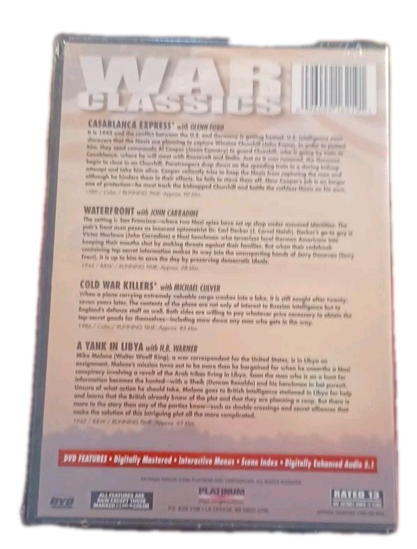 War Classics – 3 DVDS With 4 Feature Films On All (DVD, 2003) New, Sealed