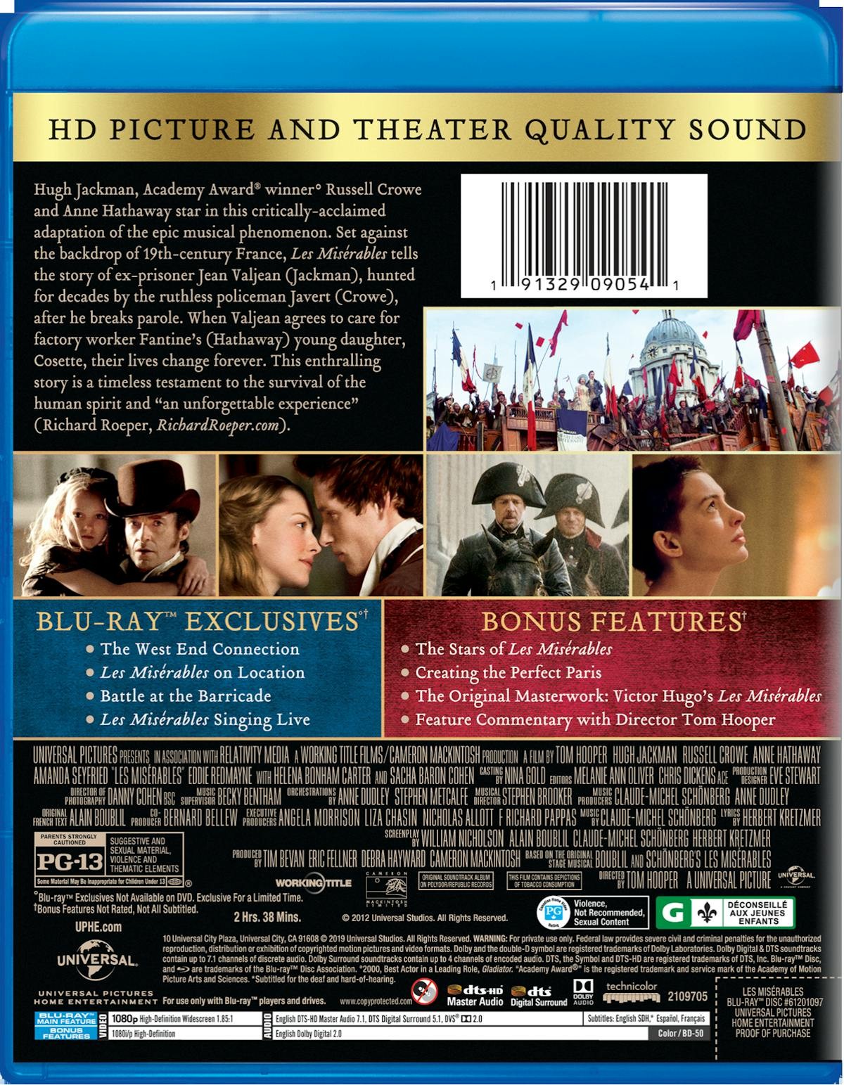 Les Misérables Blu-ray Anne Hathaway NEW