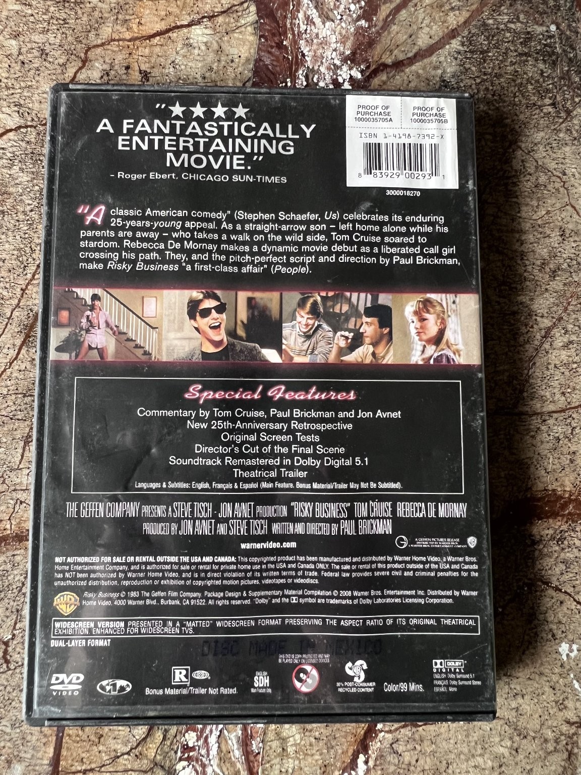 Risky Business DVD (1983) Tom Cruise, Rebecca De Mornay, Paul Brickman