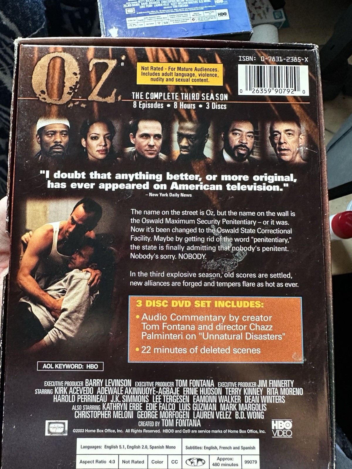 Oz HBO Complete Series Seasons 1-6 DVD Box Set Deleted Scenes, Commentary