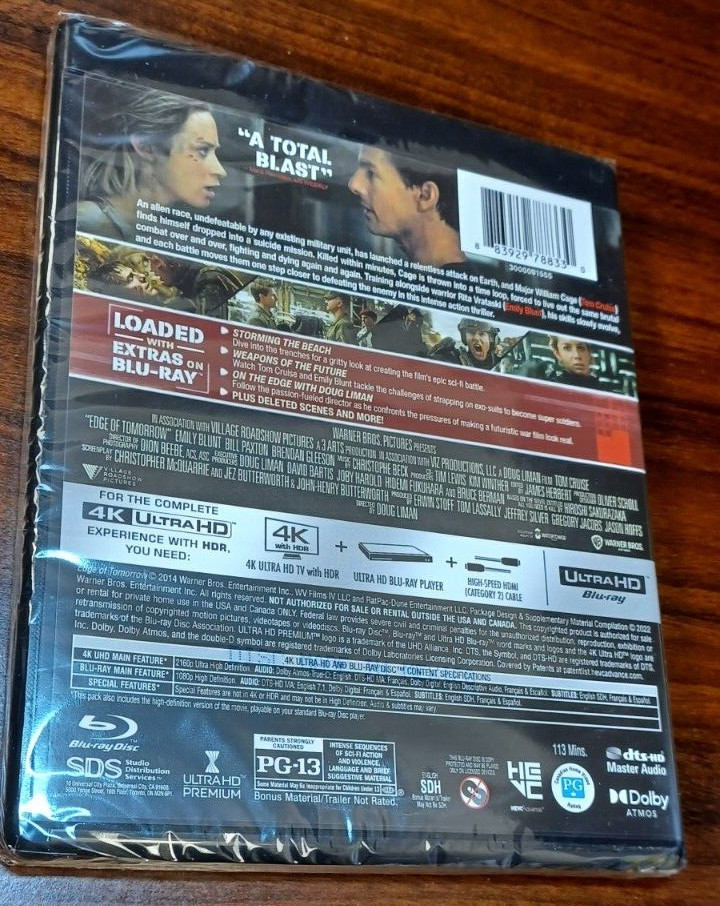 Edge of Tomorrow (4K UHD)-NEW (Sealed)-Free Shipping with Tracking