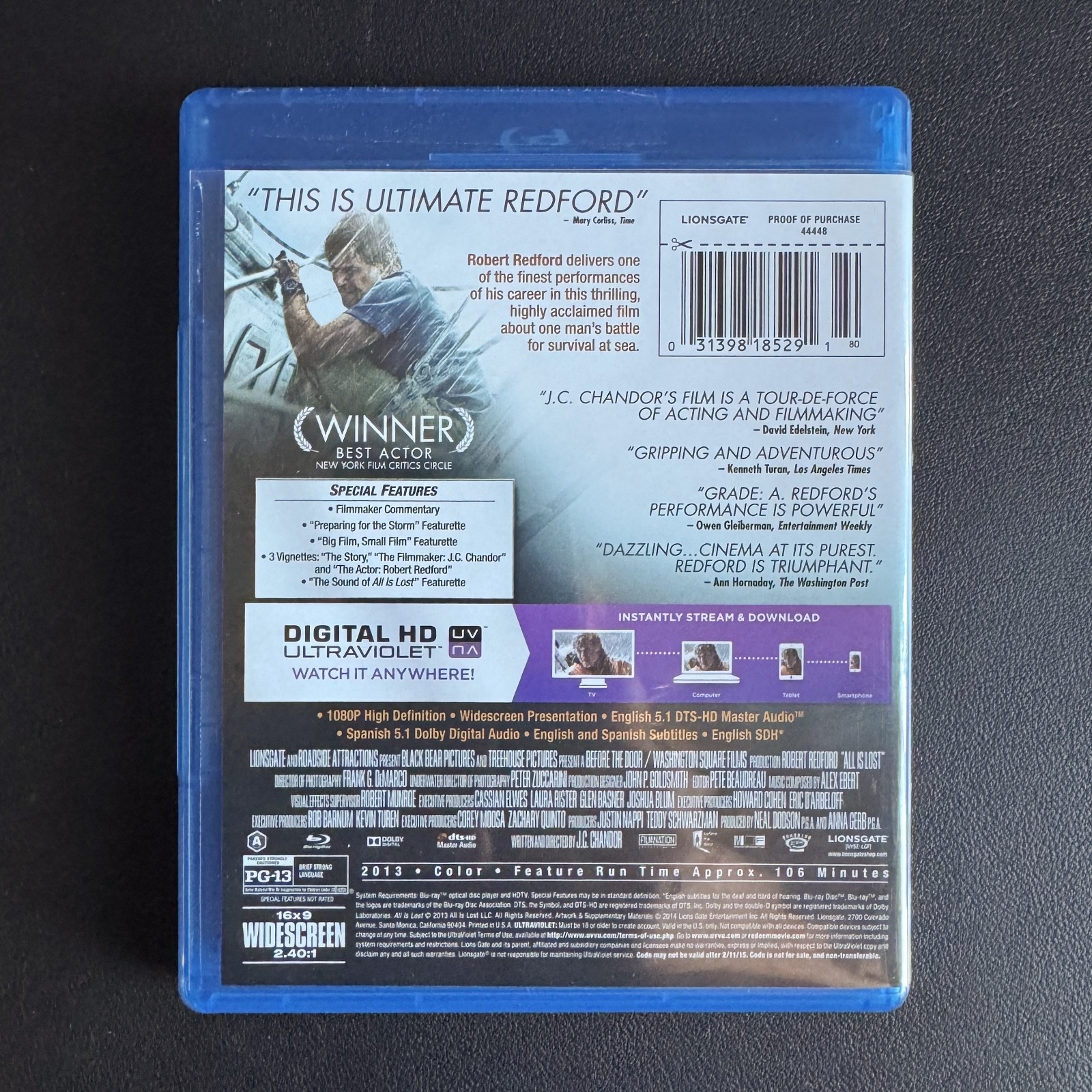 Robert Redford ALL IS LOST BLU-RAY written and directed by J.C. Chandor