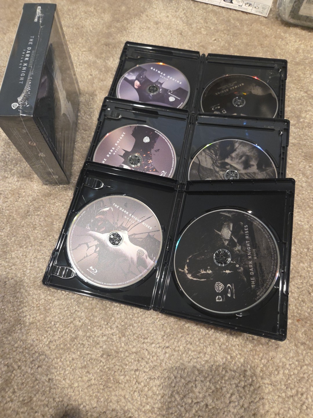 The Dark Knight Trilogy (Blu-ray 6-Disc Set) Christian Bale, Nolan – Read Desc