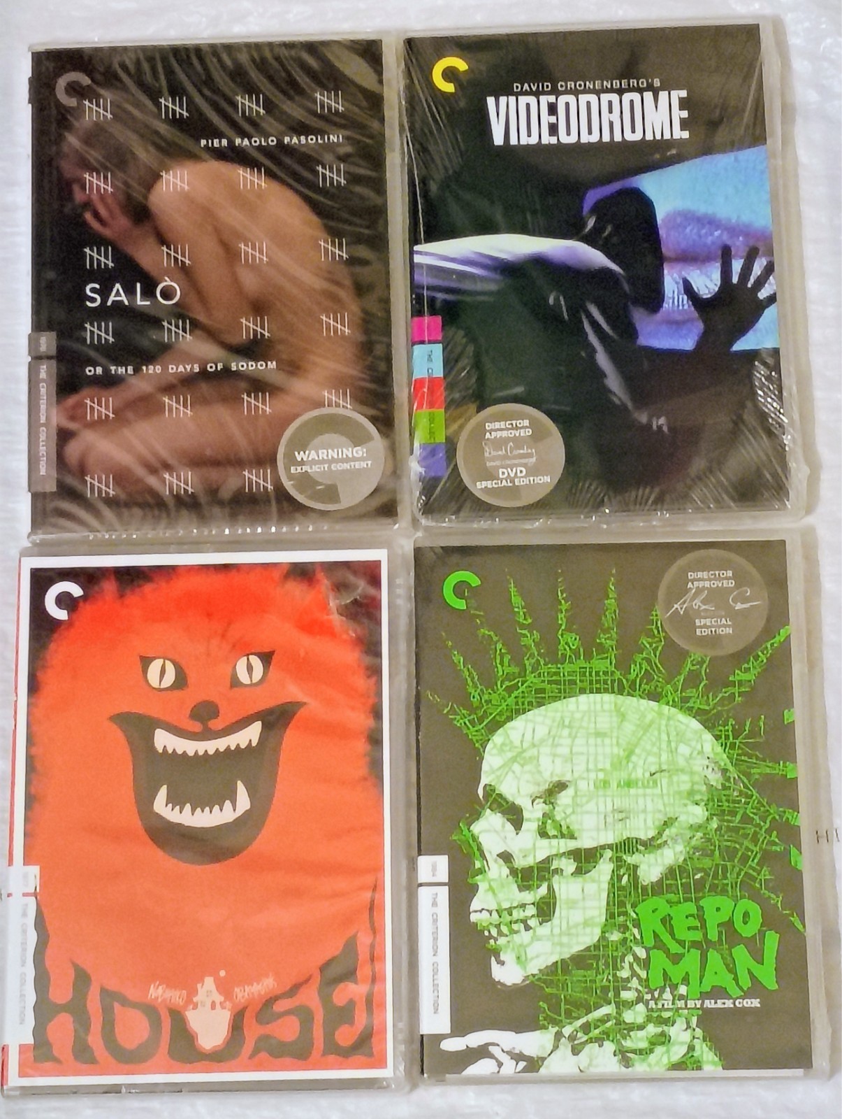Salo or 120 Days of Sodom/House/Repo Man/Videodrome Criterion Collection Dvd lot