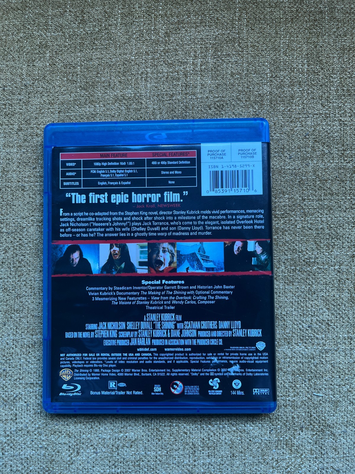 The Shining (Blu-ray, 1980) Stanley Kubrick Jack Nicholson Shelley Duvall