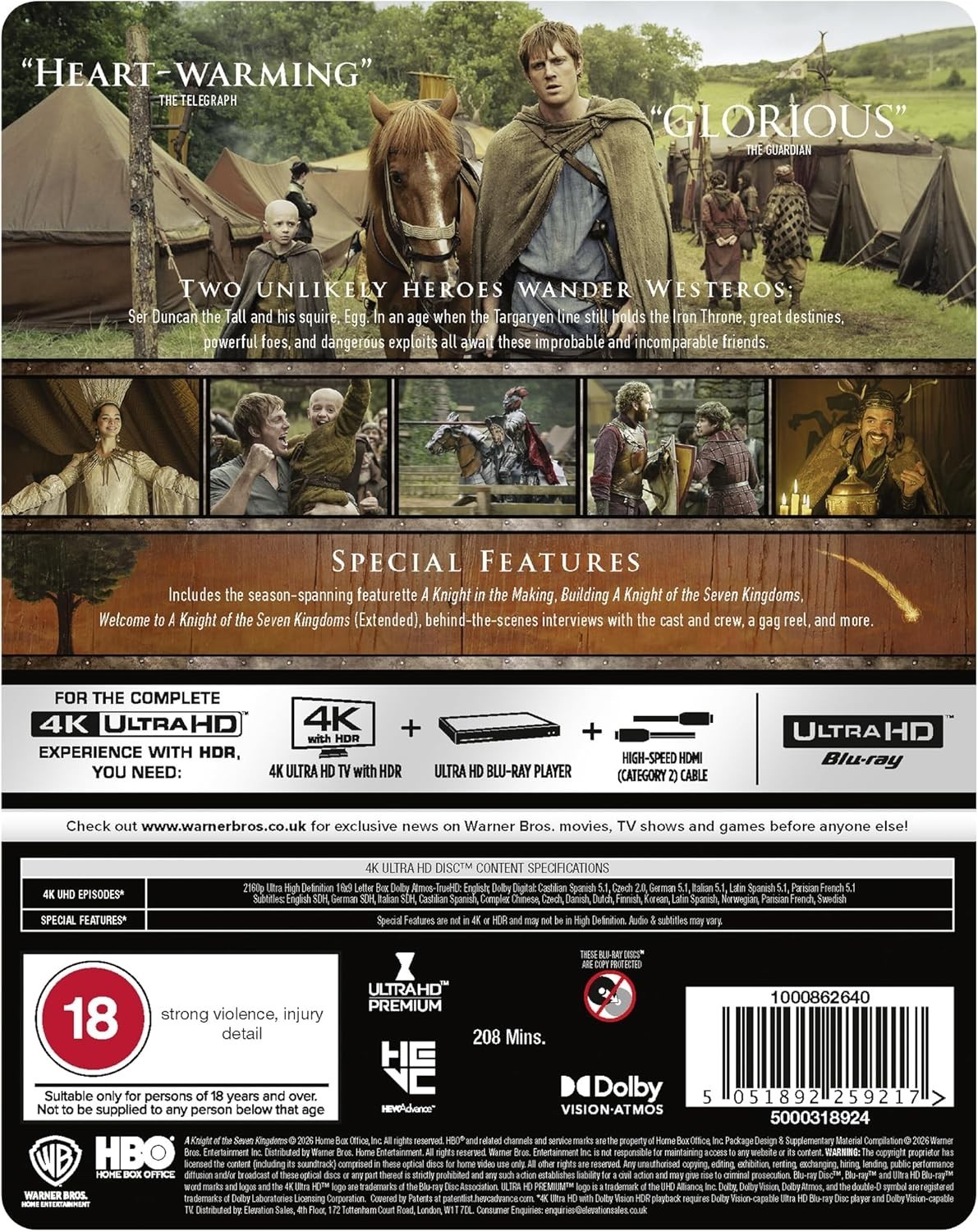 A KNIGHT OF THE SEVEN KINGDOMS Complete First Season (2026) 4K UHD Steelbook NEW