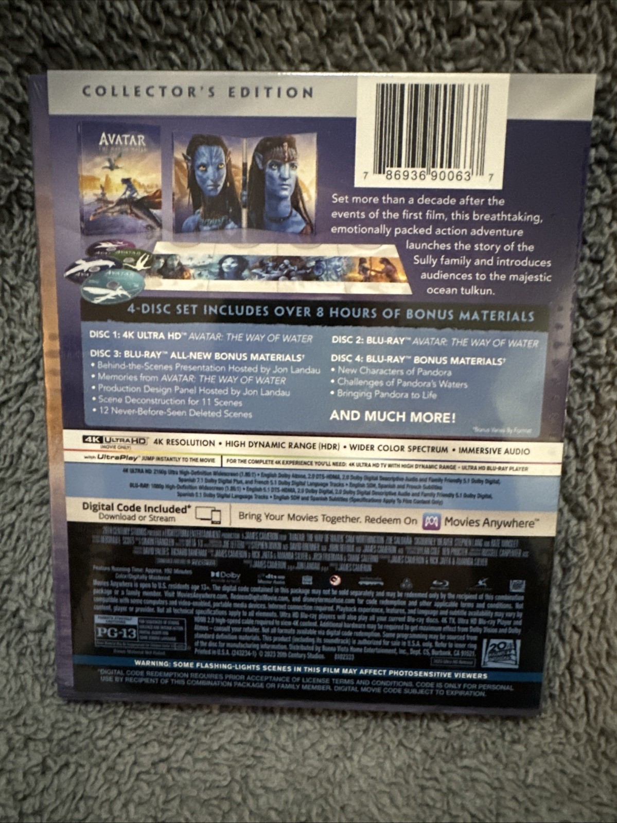 Avatar: the Way of Water 4k Ultra HD + Blu-Ray + Digital 4 Disc Collector’s Ed.