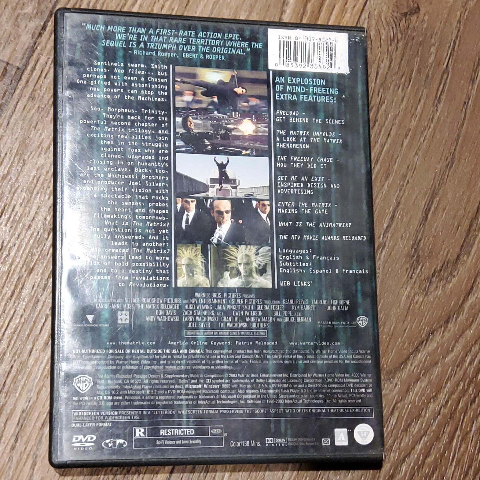 Warner The Matrix Reloaded DVD Widescreen R 2003 138 Min Keanu Reeves