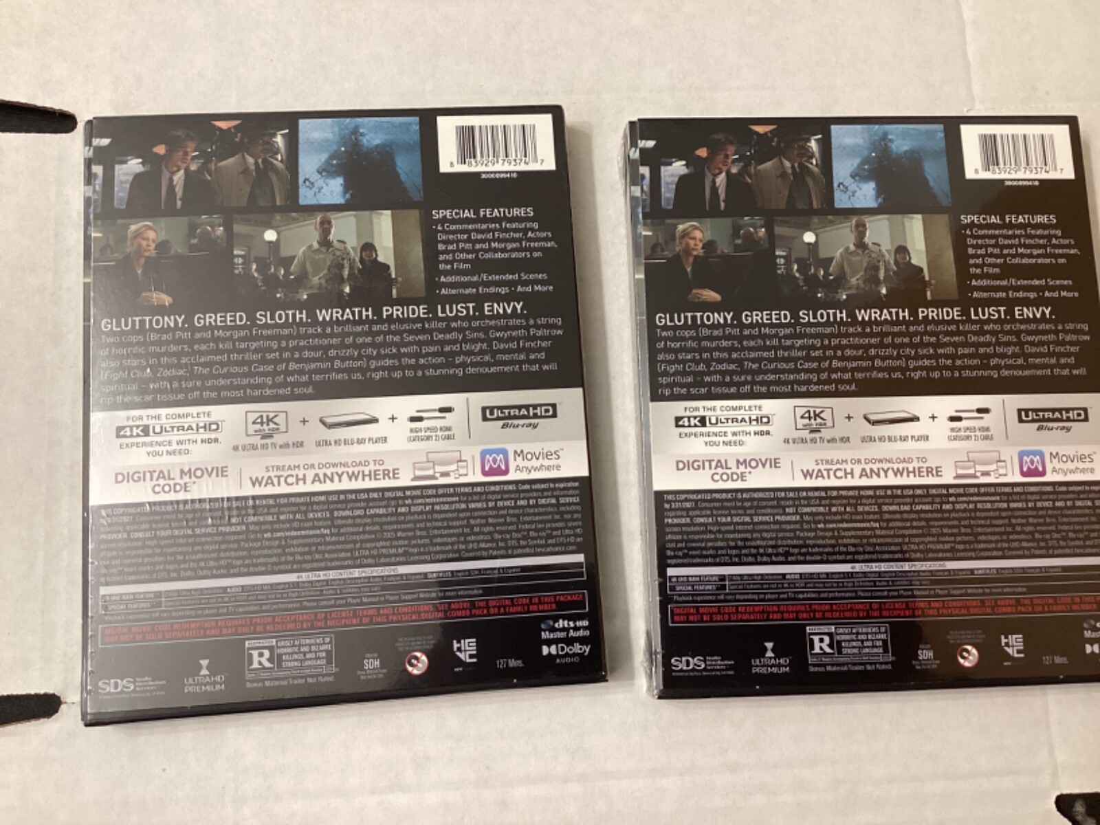 Seven (Se7en) 4k UHD /Digital Digipack Brand new