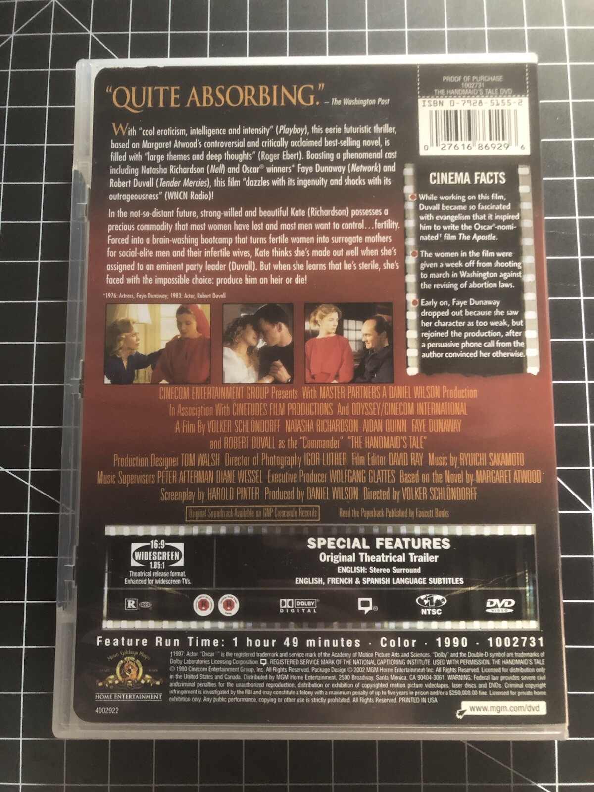 The Handmaid’s Tale DVD 1990 Natasha Richardson Robert Duvall