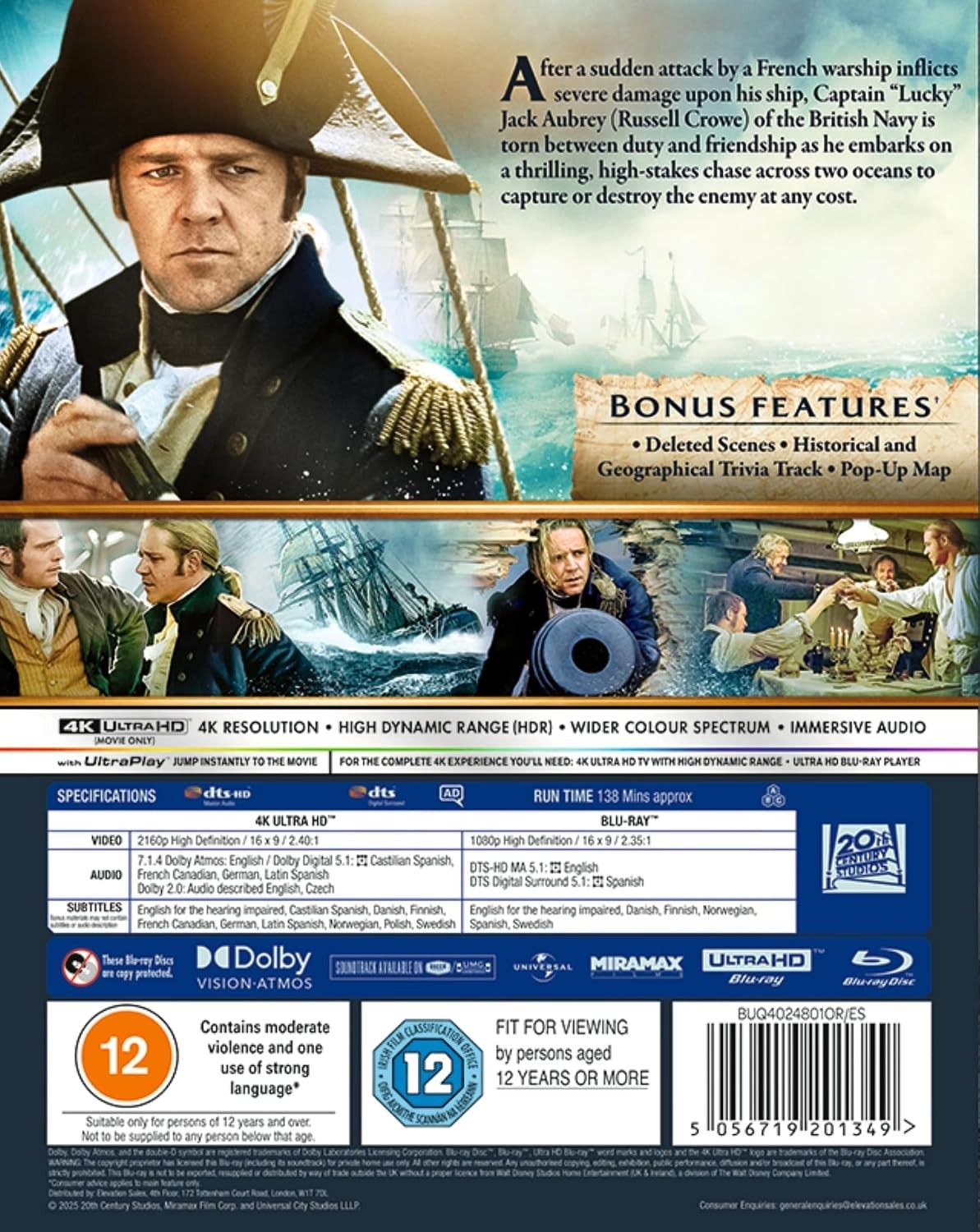 Master and Commander: The Far Side of the World 4K + Blu-ray Region Free