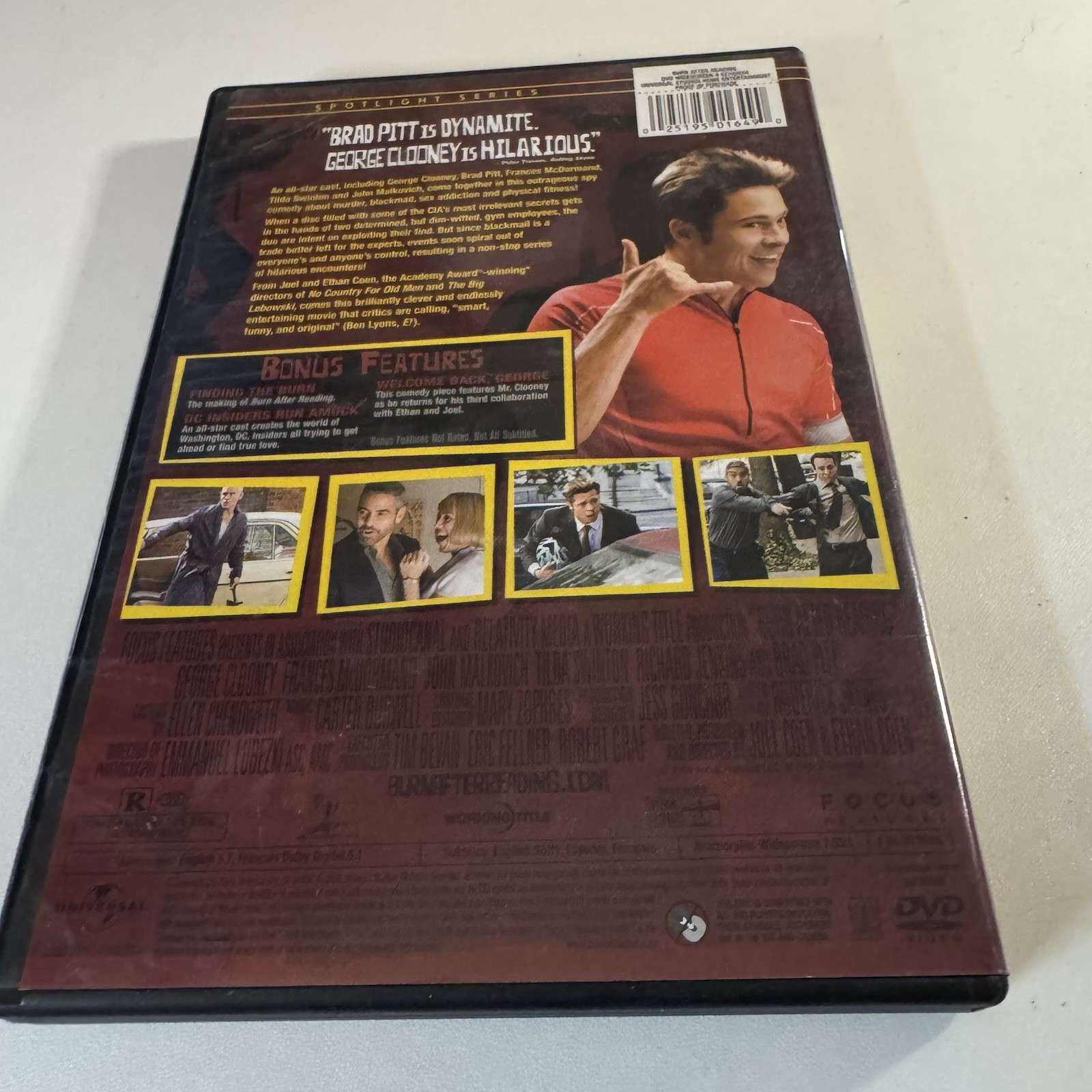 Focus Features Burn After Reading DVD Comedy R Coen Bros Clooney Pitt Bonus