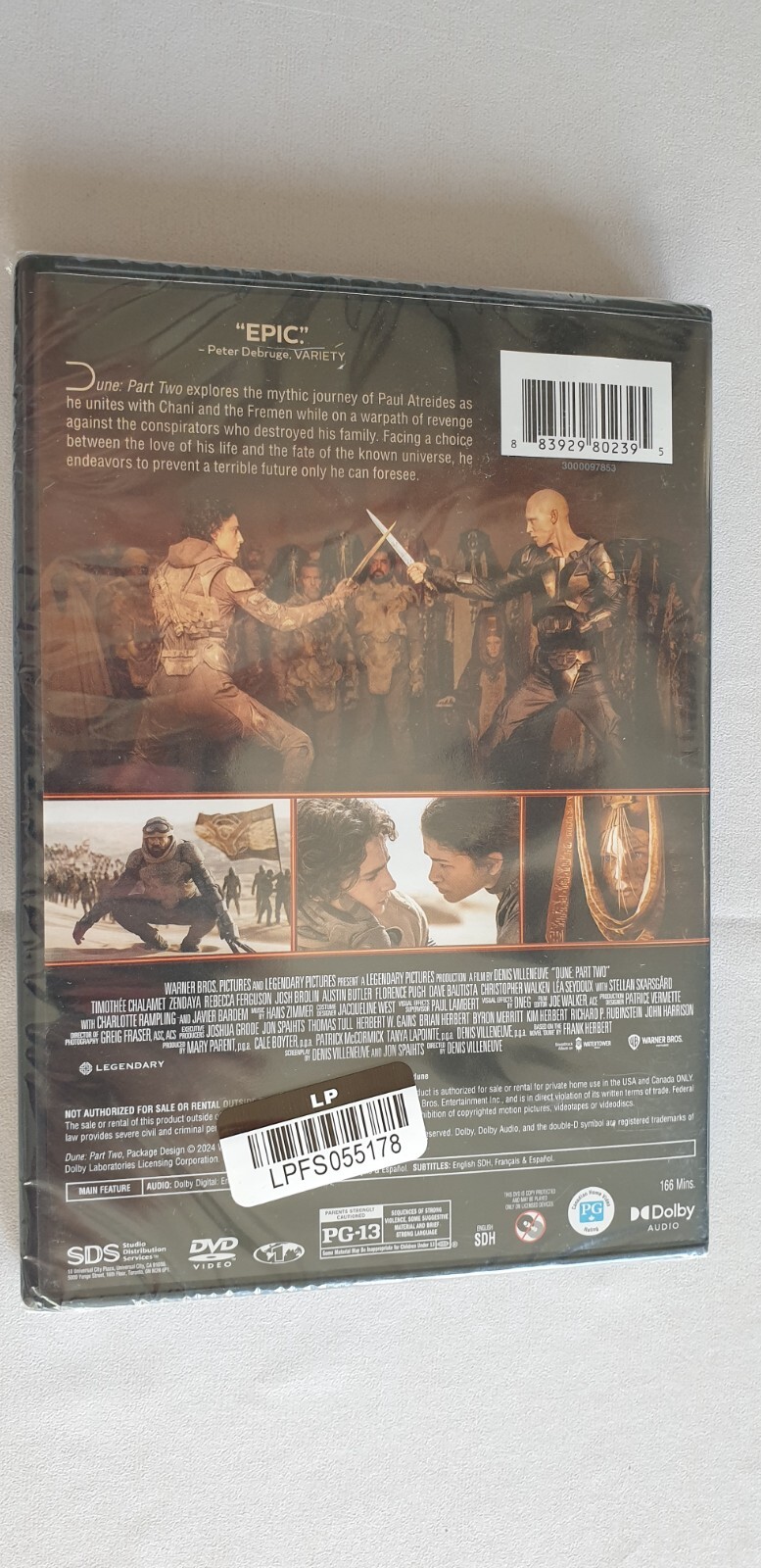 (2024) Dune: Part Two Warner Bros Denis Villeneuve Sci-Fi & Adventure Movie DVD