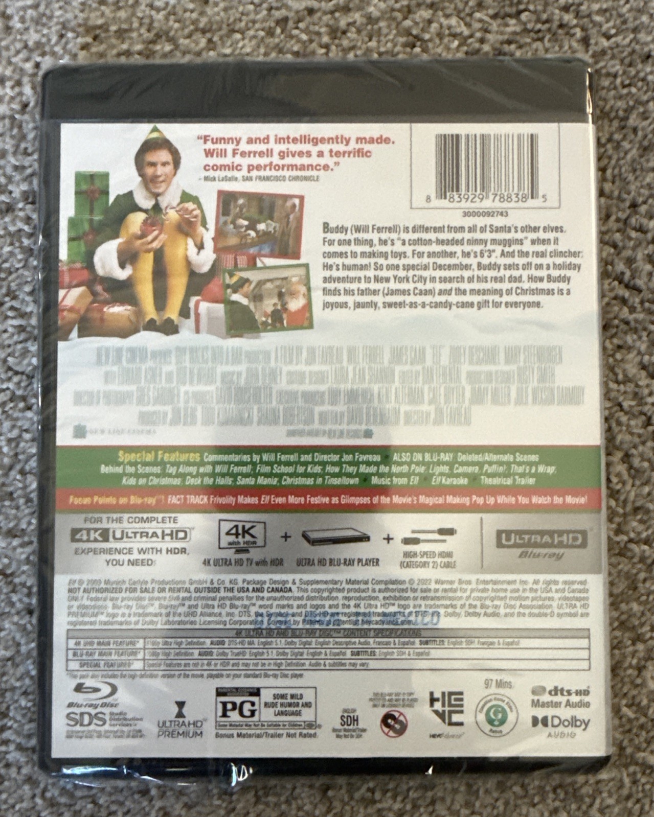 Elf 4K UHD Blu-ray Will Ferrell NEW