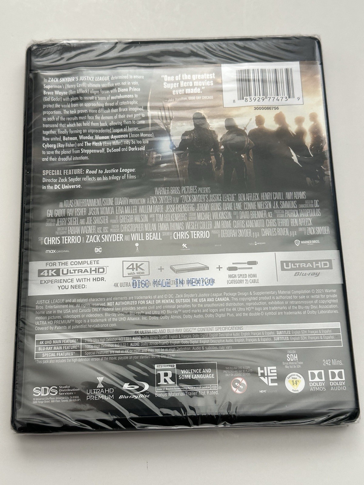 Zack Snyder’s Justice League (4K Ultra HD + Blu Ray) w/ Slipcover FACTORY SEALED