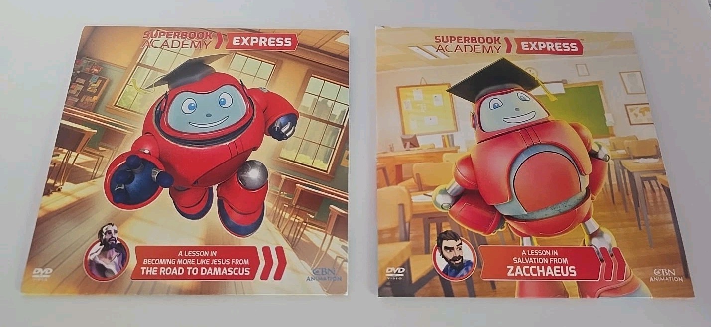 Lot Of 2 Superbook Academy Express DVD’s Cardboard Sleeve CBN Animation