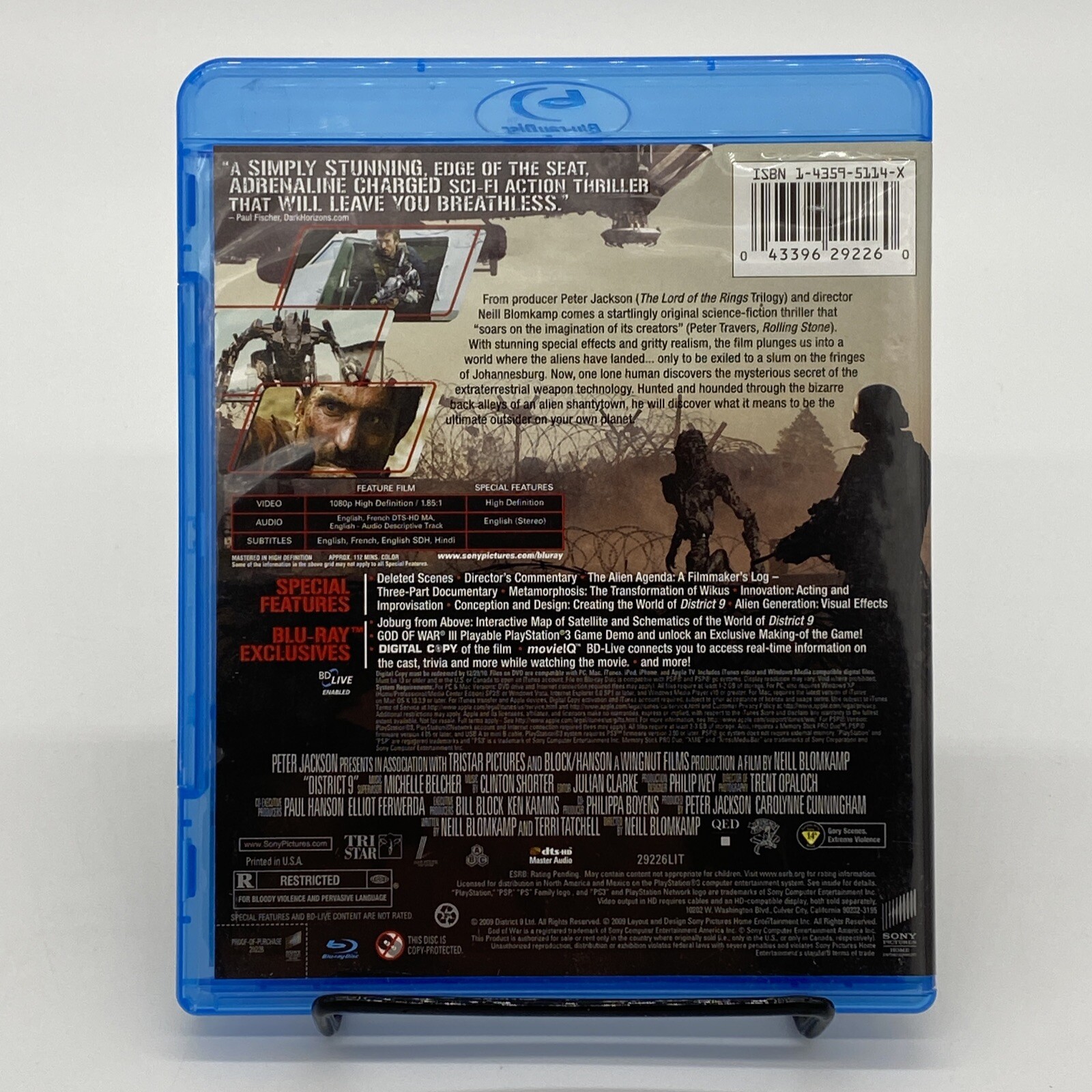 District 9 Blu-ray 2-Disc Set 2009 Neill Blomkamp Sci Fi Alien Takeover Film