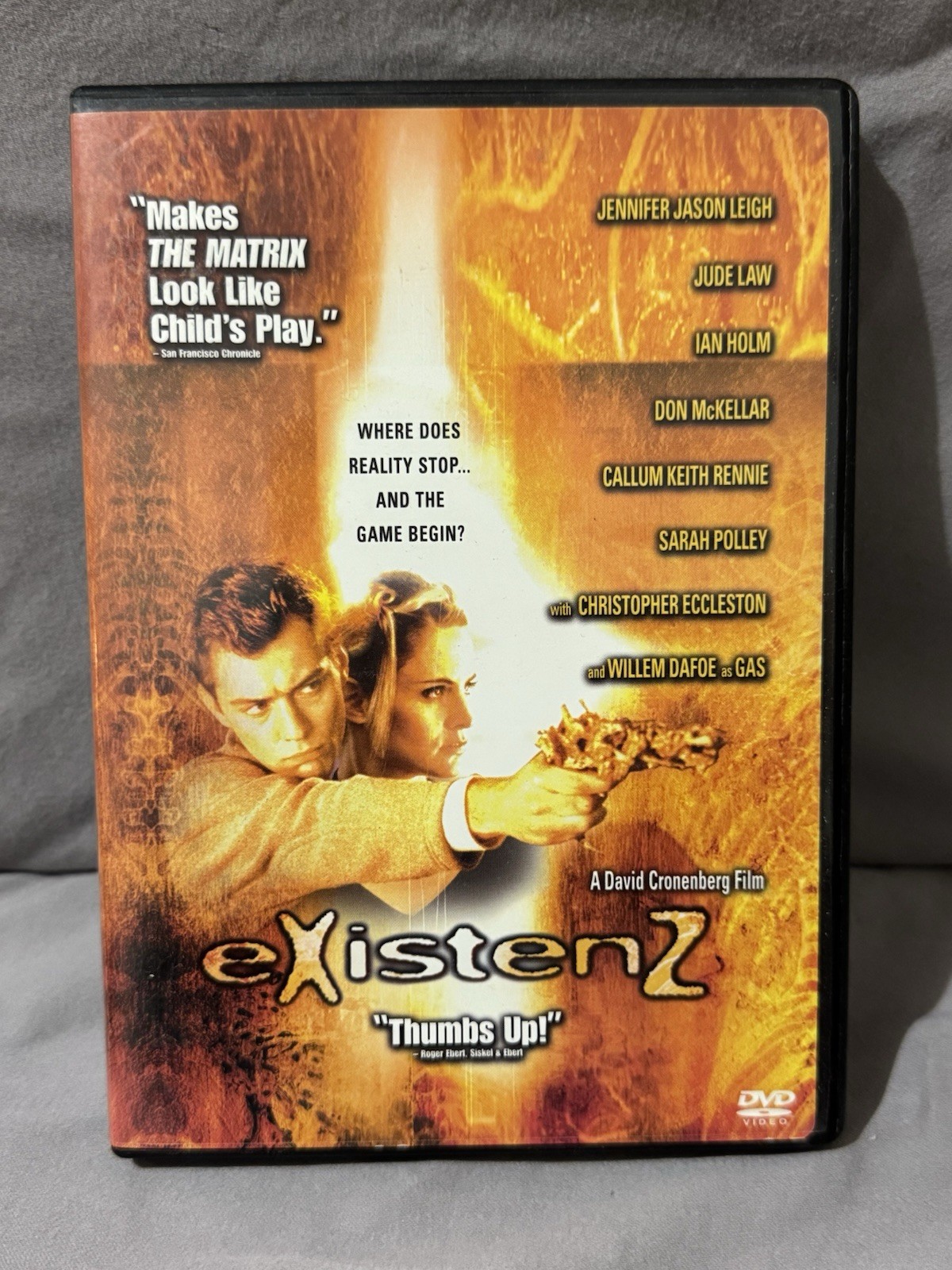 Existenz DVD, 1999, David Cronenberg, Jude Law, Jennifer Jason Leigh, Ian Holm