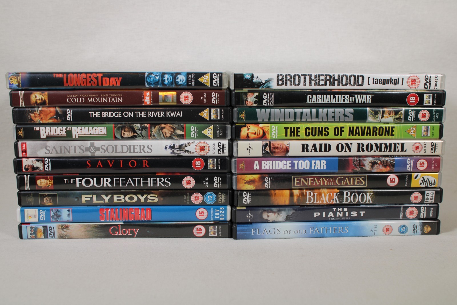 20 Region 2 War Battle Import DVD Bulk Lot Rommel Navarone Glory Stalingrad +…