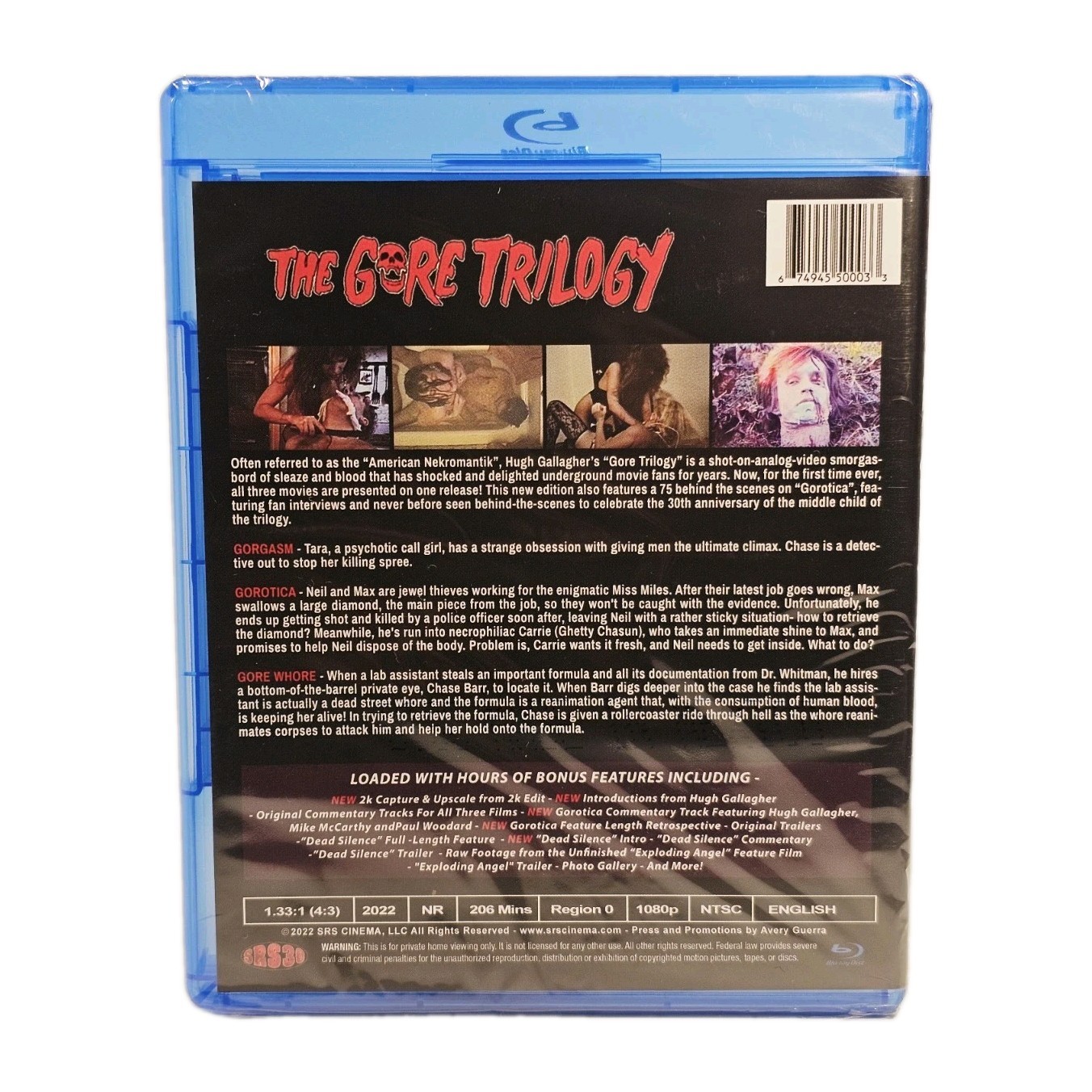 The Gore Trilogy Blu-ray SRS Cinema Cult Classic Underground Horror Films Sealed