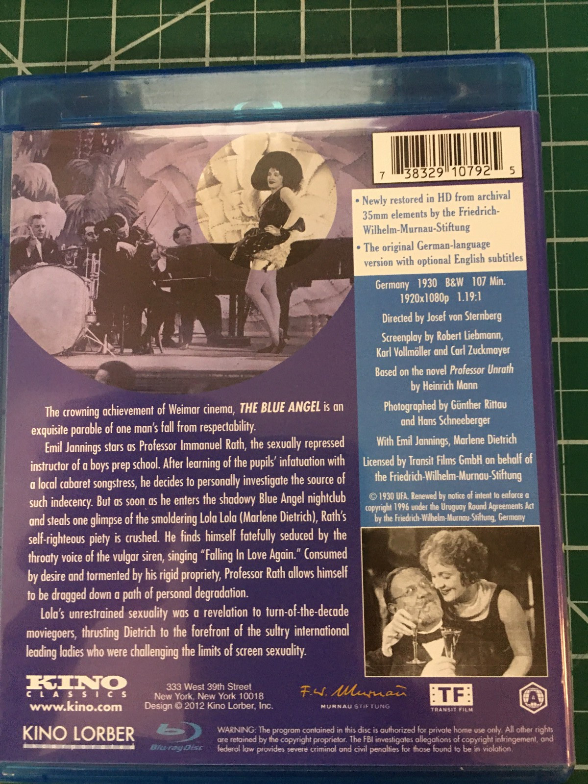 The Blue Angel (1930) Blu-ray 2012 Kino Lorber Classics Sternberg
