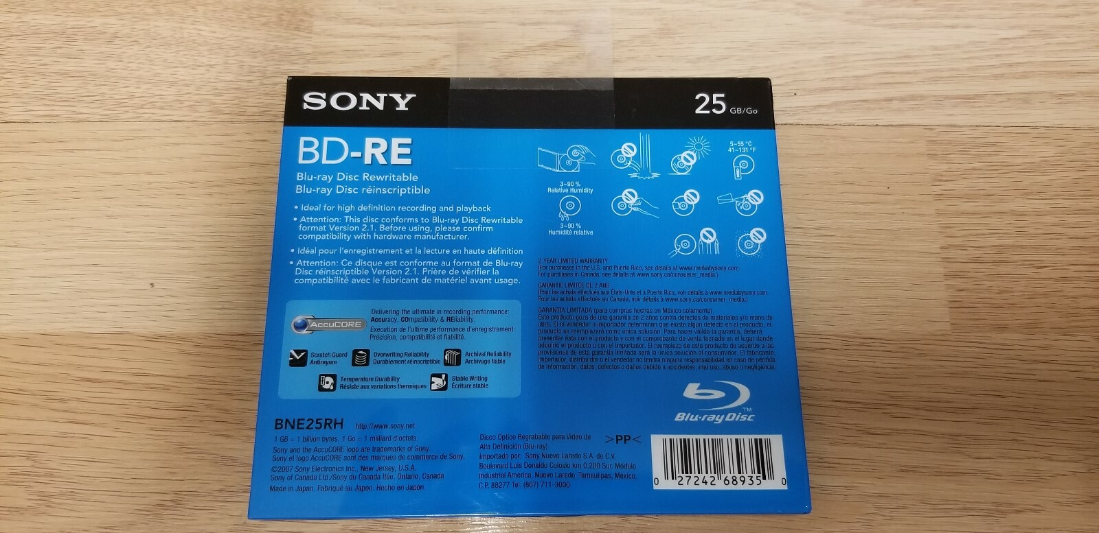 Sony BD-RE Blu-Ray Disc Rewritable, 25GB/Go NEW SEALED