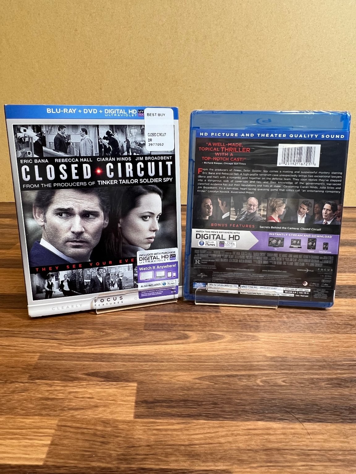 Closed Circuit Blu-ray DVD 2013 Eric Bana Rebecca Hall Digital HD Focus Features