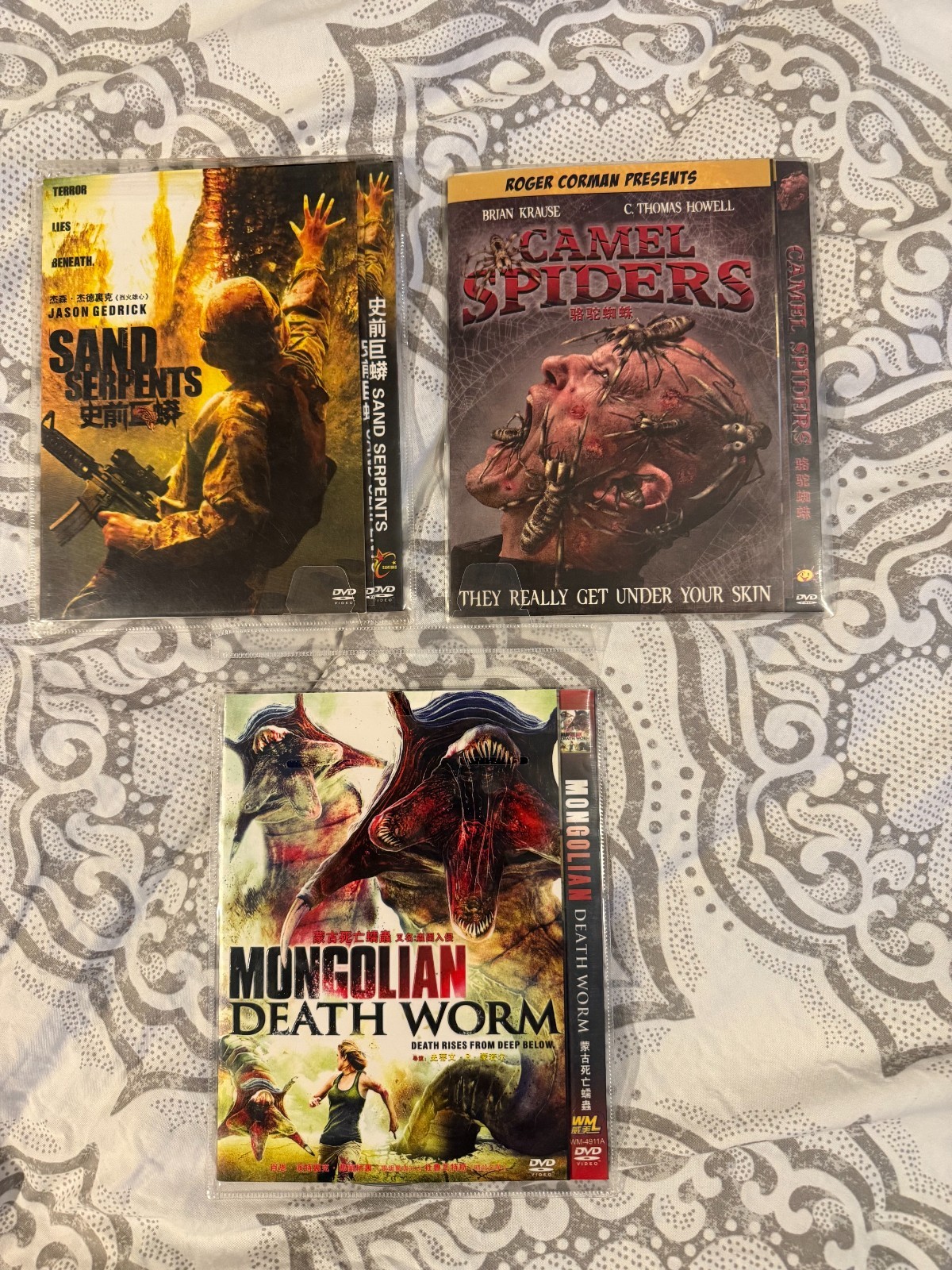 3 Cult Classic DVD Camal Spiders Sand Serpents Mongolian Death Worm VG