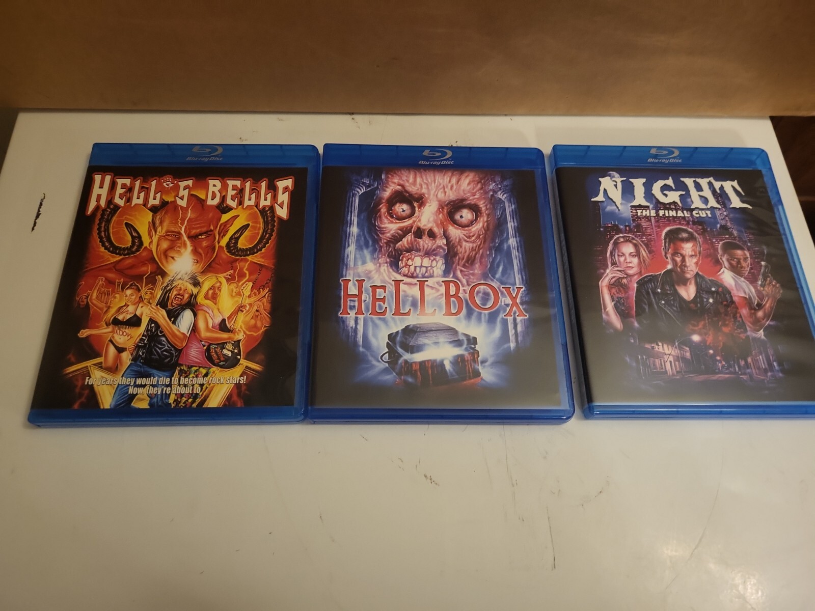(SRS CINEMA lot 3) Hell’s Bells, Hell Box,Night the Final Cut blu ray HTF Rare