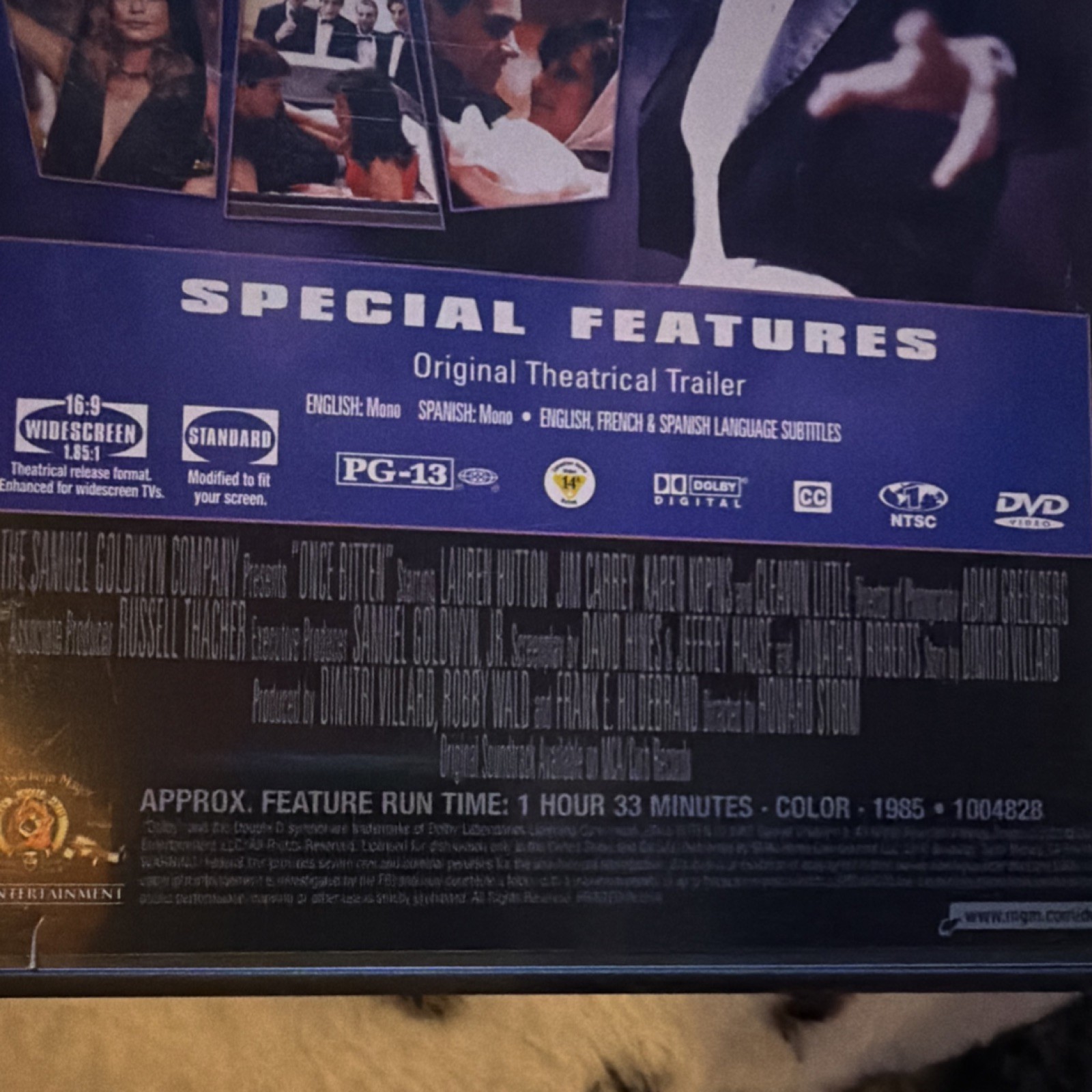 MGM Home Entertainment Once Bitten DVD PG-13 Jim Carrey Comedy 93 min WS Subs
