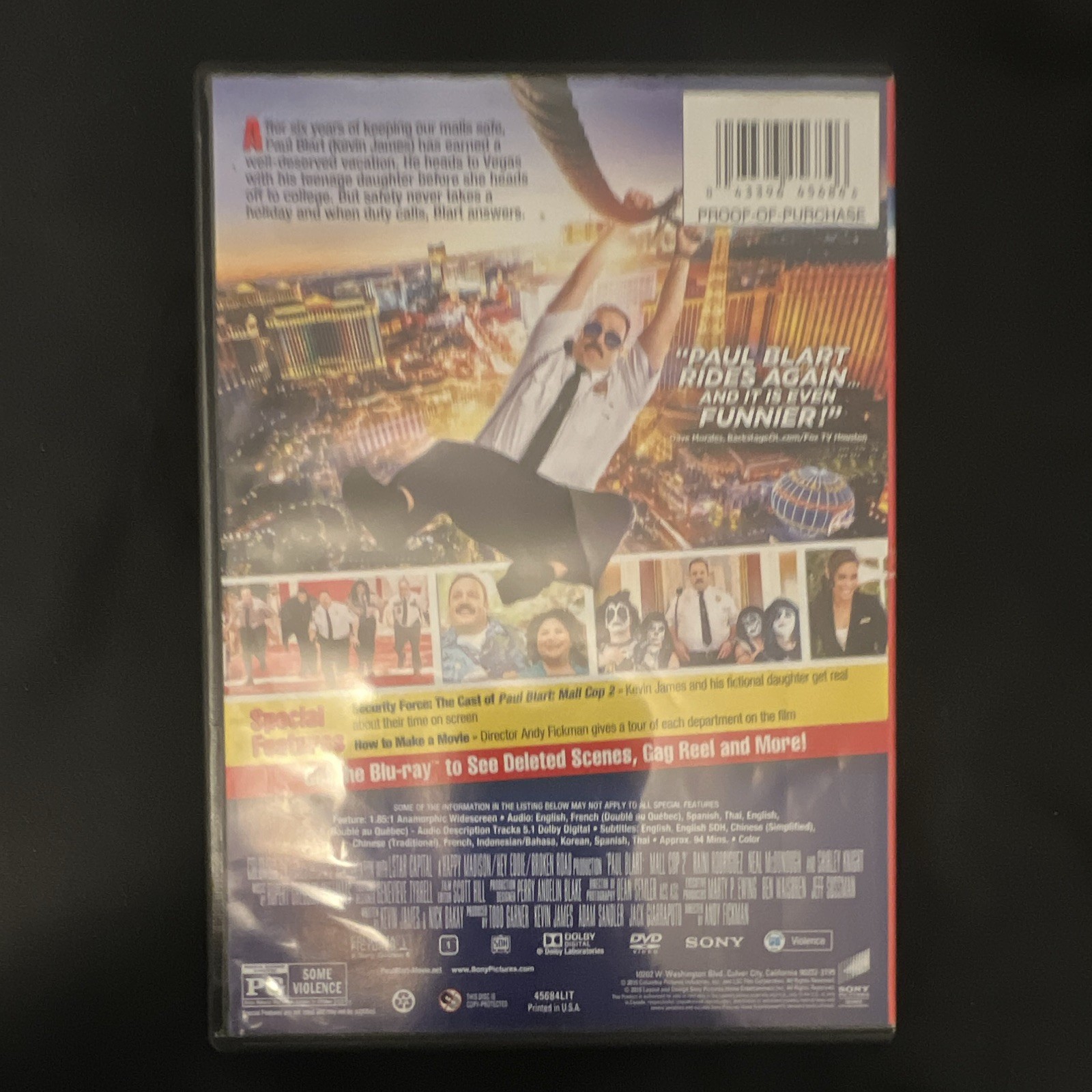 Sony Paul Blart: Mall Cop 2 DVD Kevin James Andy Fickman PG Deleted Scenes