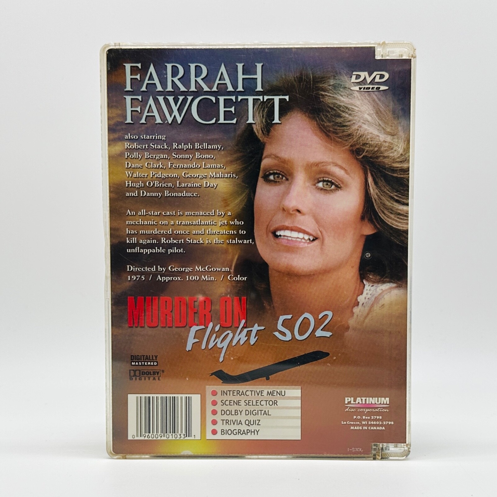 Murder on Flight 502 DVD Jewel Case 1975 Farrah Fawcett Robert Stack Fast Ship
