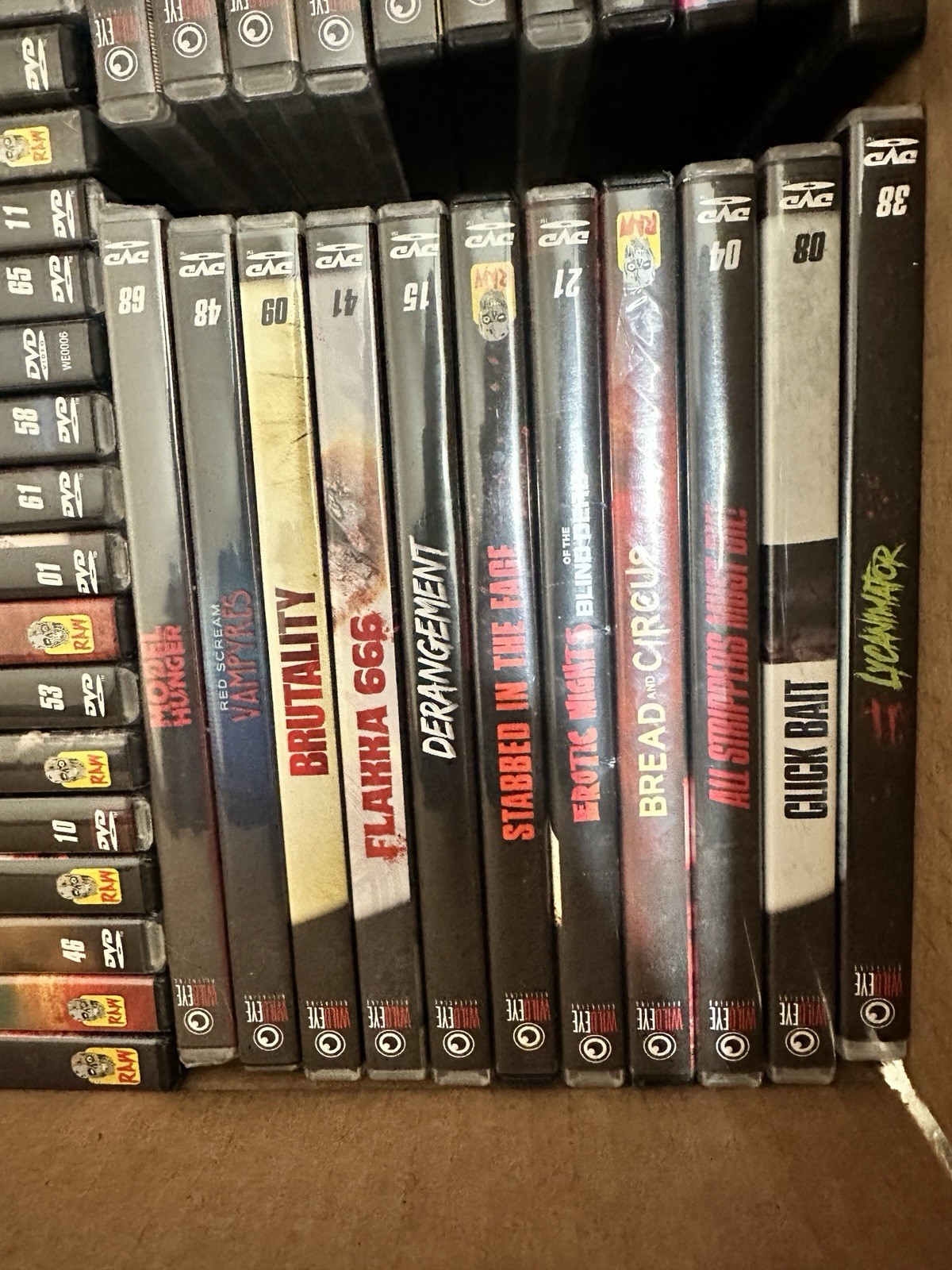 LOT 75x WILD EYE RAW & EXTREME DVD HORROR GORE BUNDLE COLLECTION SEE PICS/INFO