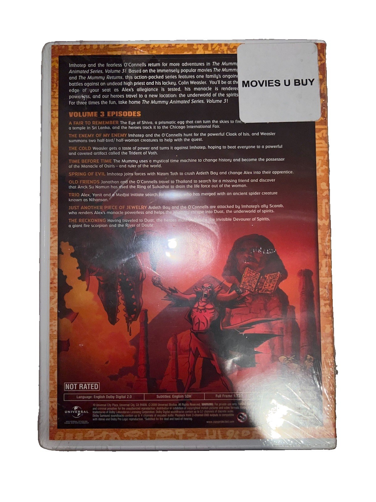 Universal The Mummy Animated Series Vol 3 DVD English SDH NR Tall Case