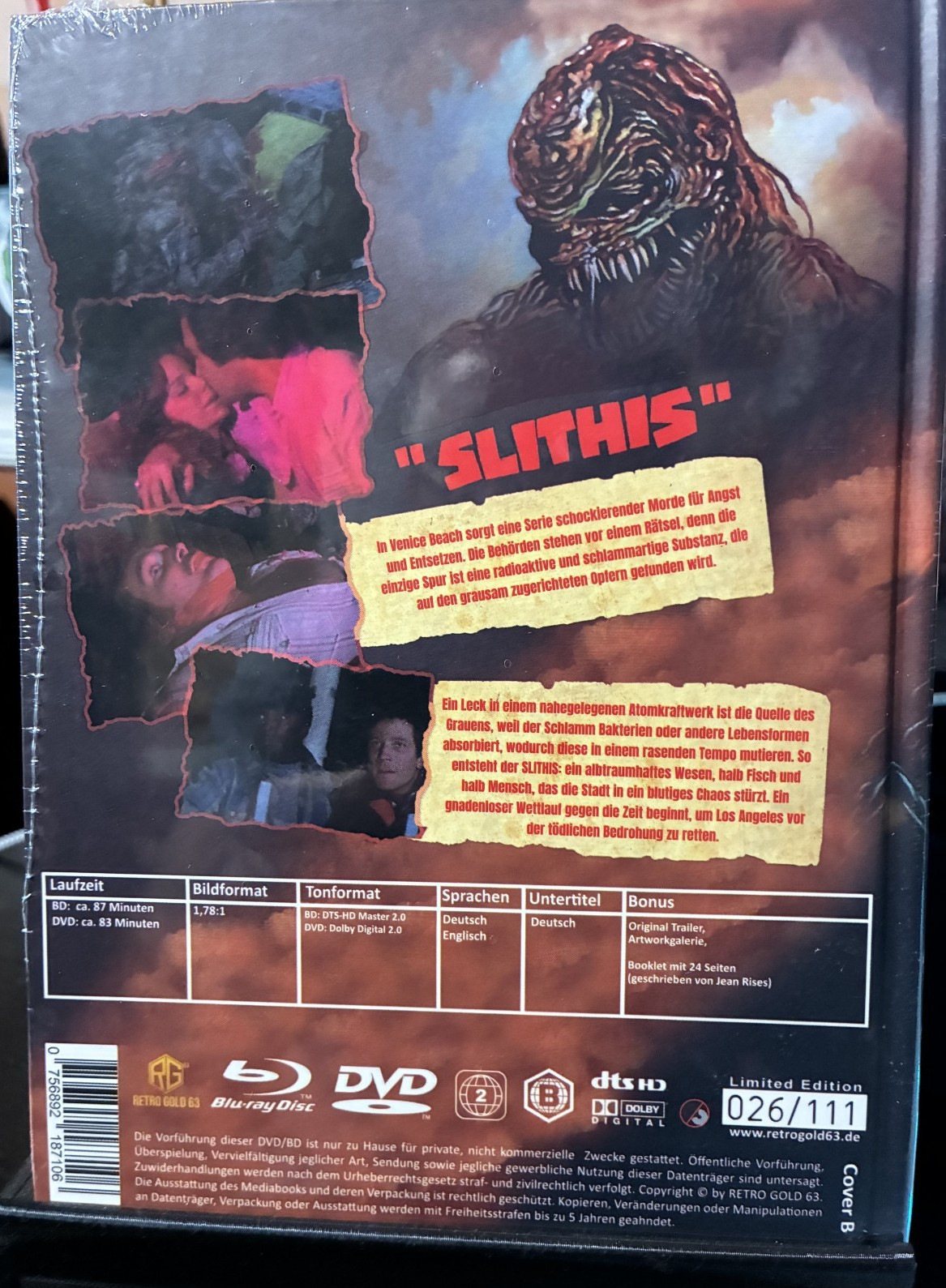 Slithis (1978) Mediabook B Blu-ray Region B #26/ 111 Rick Melton Cover OOP