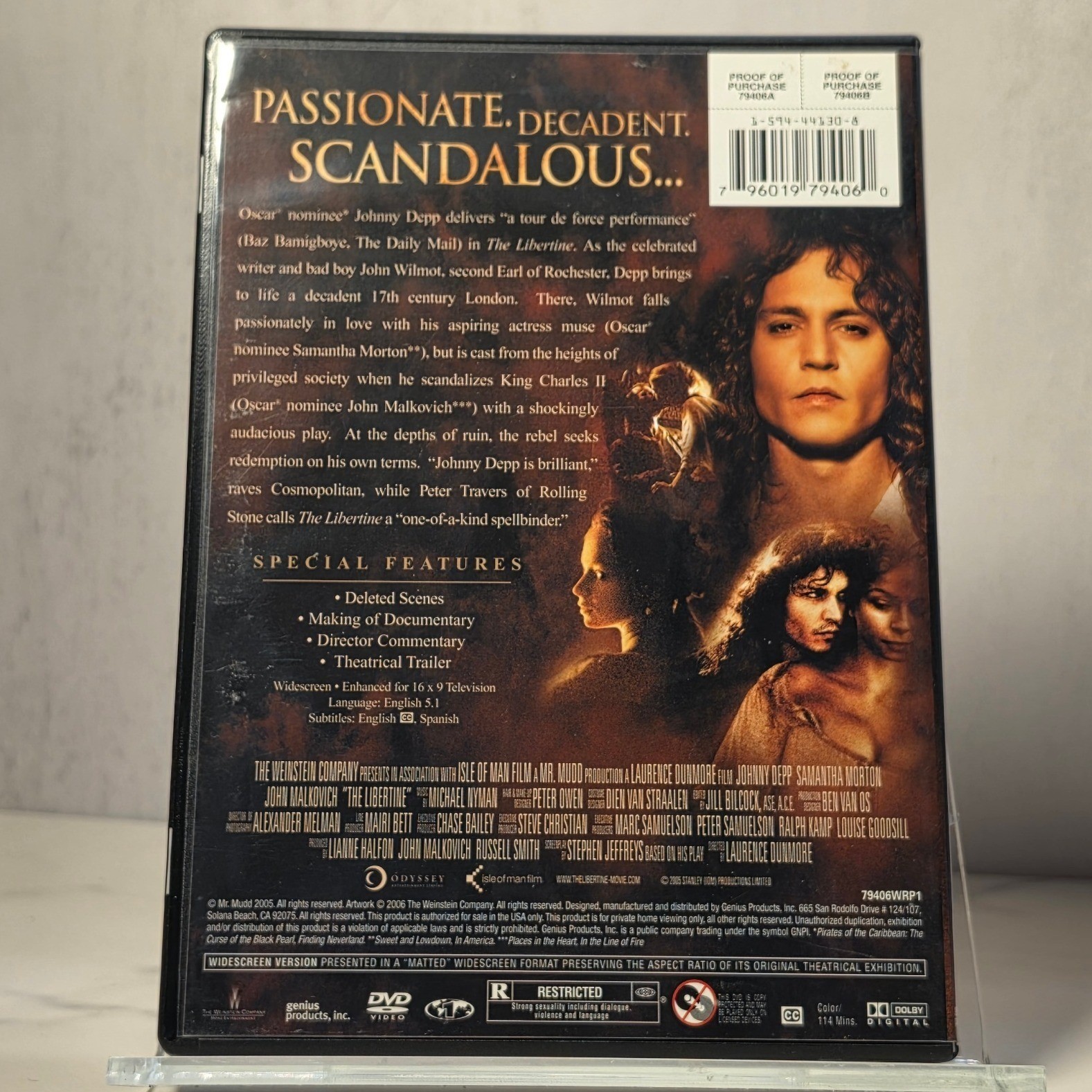The Libertine DVD Widescreen Edition Johnny Depp John Malkovich Period Drama R